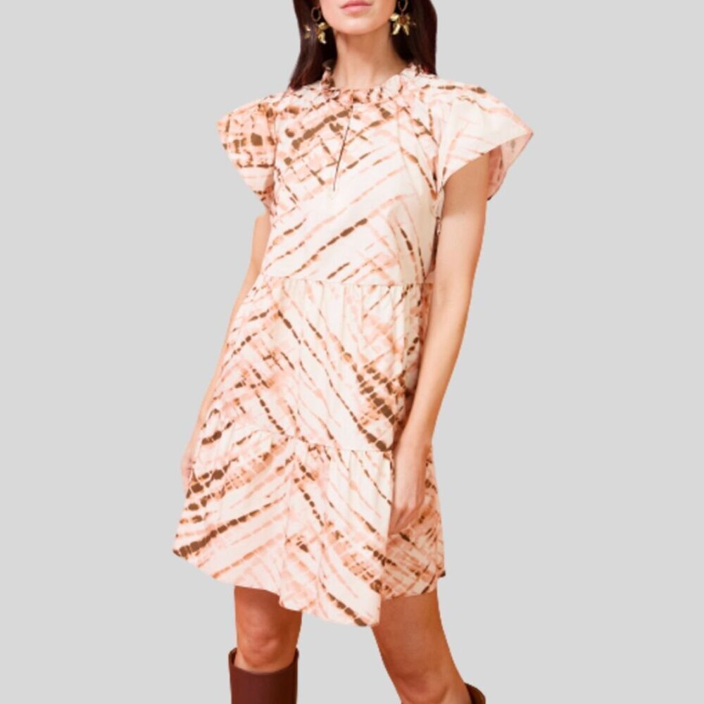 Marie Oliver Sema Dress Ruffle Crosshatch Size 8
